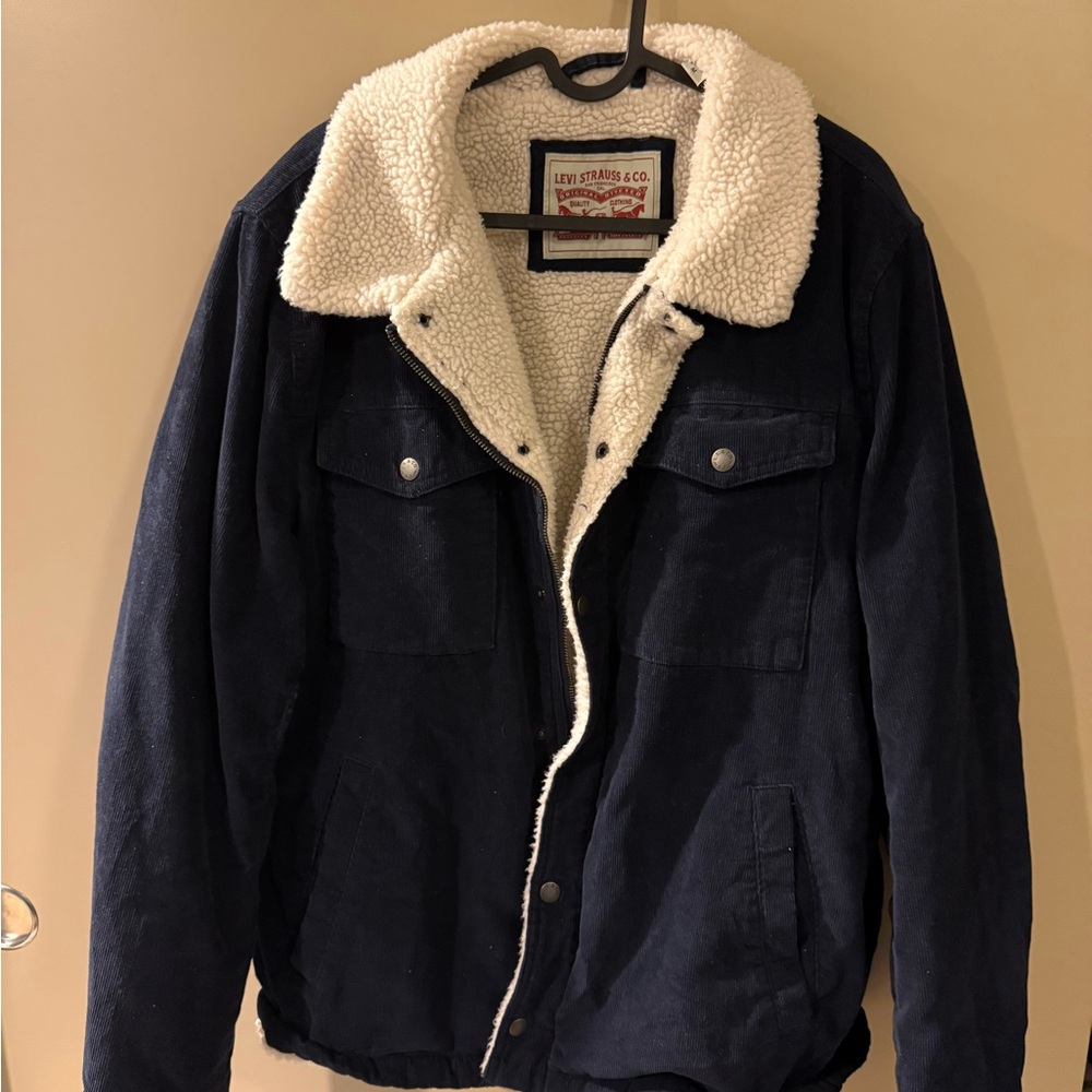 Levi's Men's Corduroy Navy Sherpa Jacket